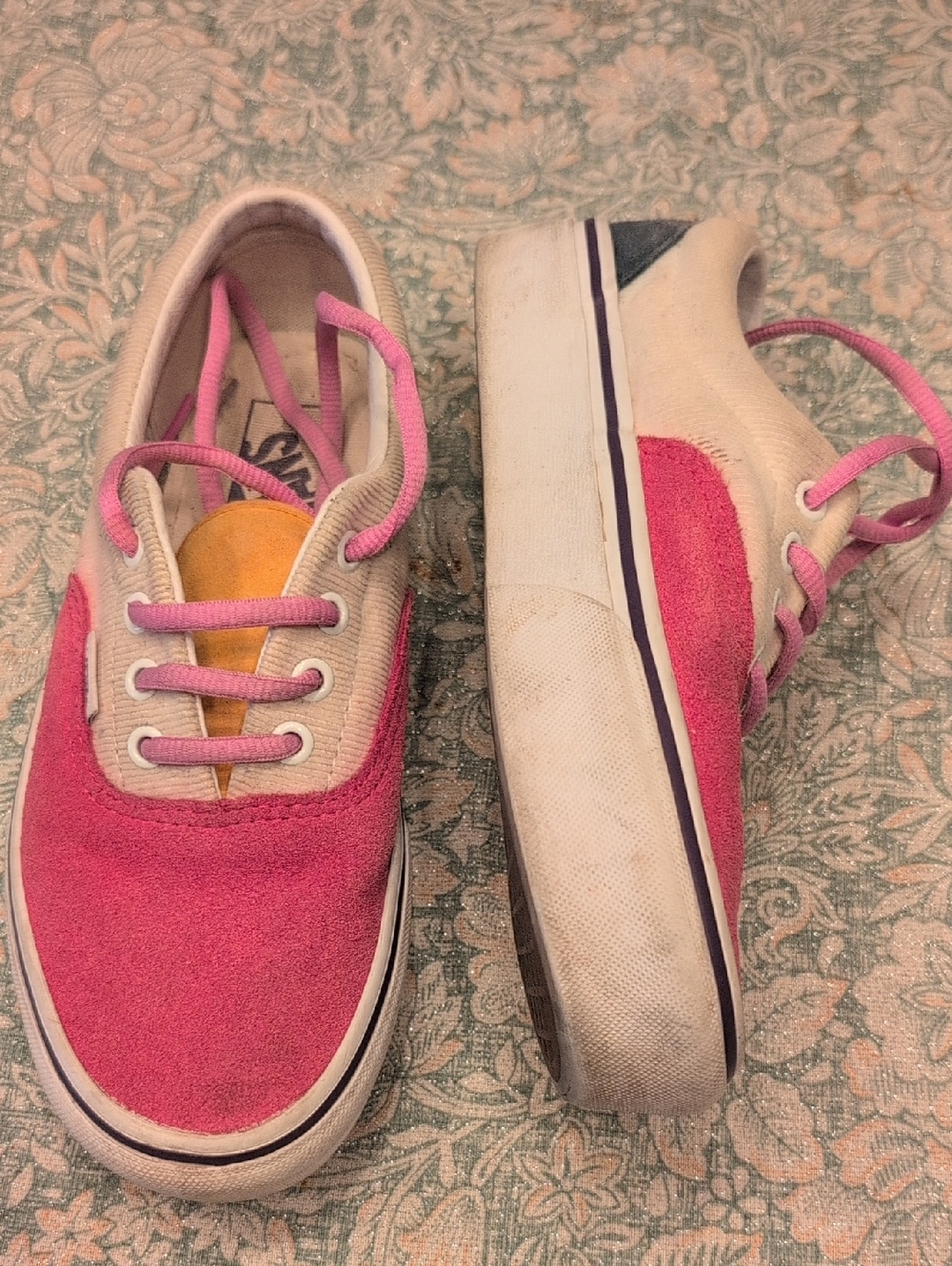VANS ERA PLATFORM Pink Cream Corduroy Suede Sneakers Men’s Size 6 Colorblock